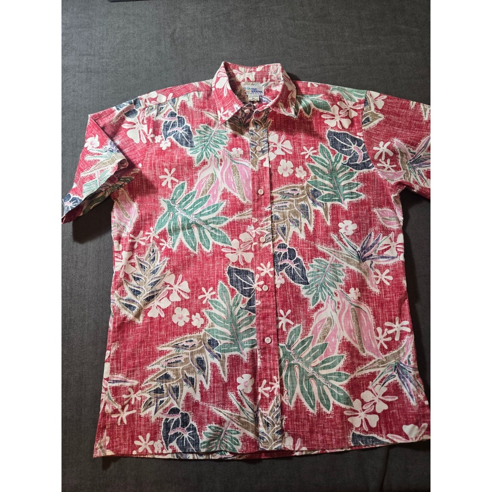 Vtg Reyn Spooner Shirt Men's Large Hawaiian Print Tropic Coastal Nautical Aloha
